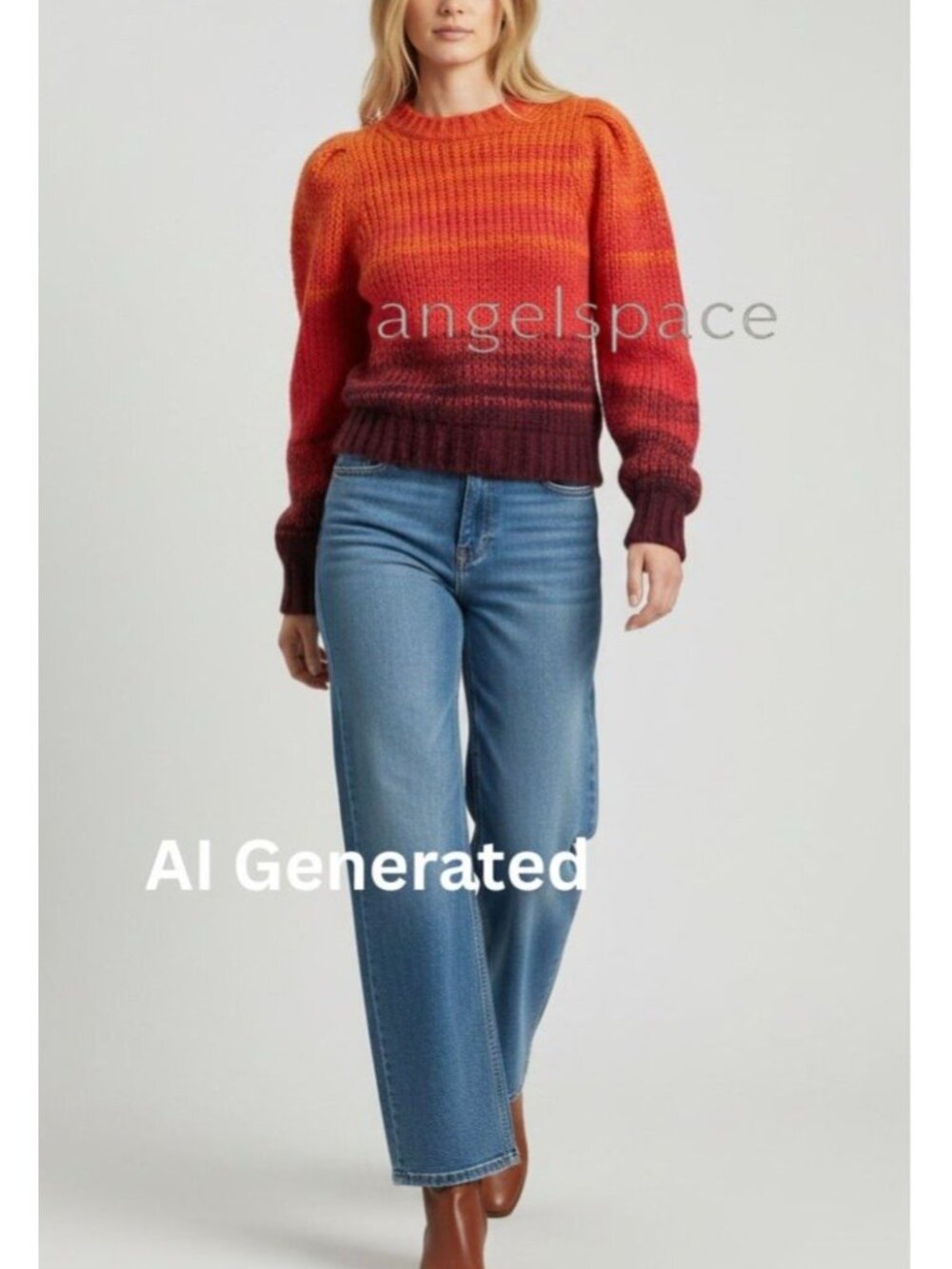 Ulla Johnson Rosalia Gradient Pullover Sweater, Red & Orange ,Alpaca Blend S - Picture 3 of 12